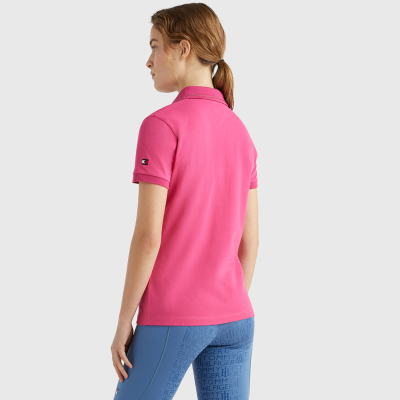 Tommy Hilfiger Ladies Rhinestone Polo Shirt - Hot Magenta-3